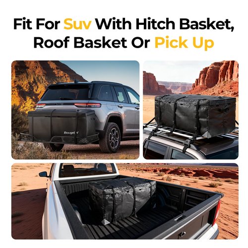 BougeRV Hitch Cargo Carrier Bag Waterproof/Rainproof for Car Truck SUV Vans Rear Mount Trays and Baskets 48'' L x 20'' W x 22'' H