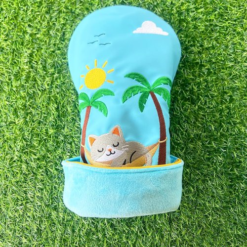 Golf Headcovers Driver Cover Fairway Wood Headcovers Hybrid Head Cover Animal Design PU Leather Golf 3 Wood Head Cover (3pcs Holiday cat)