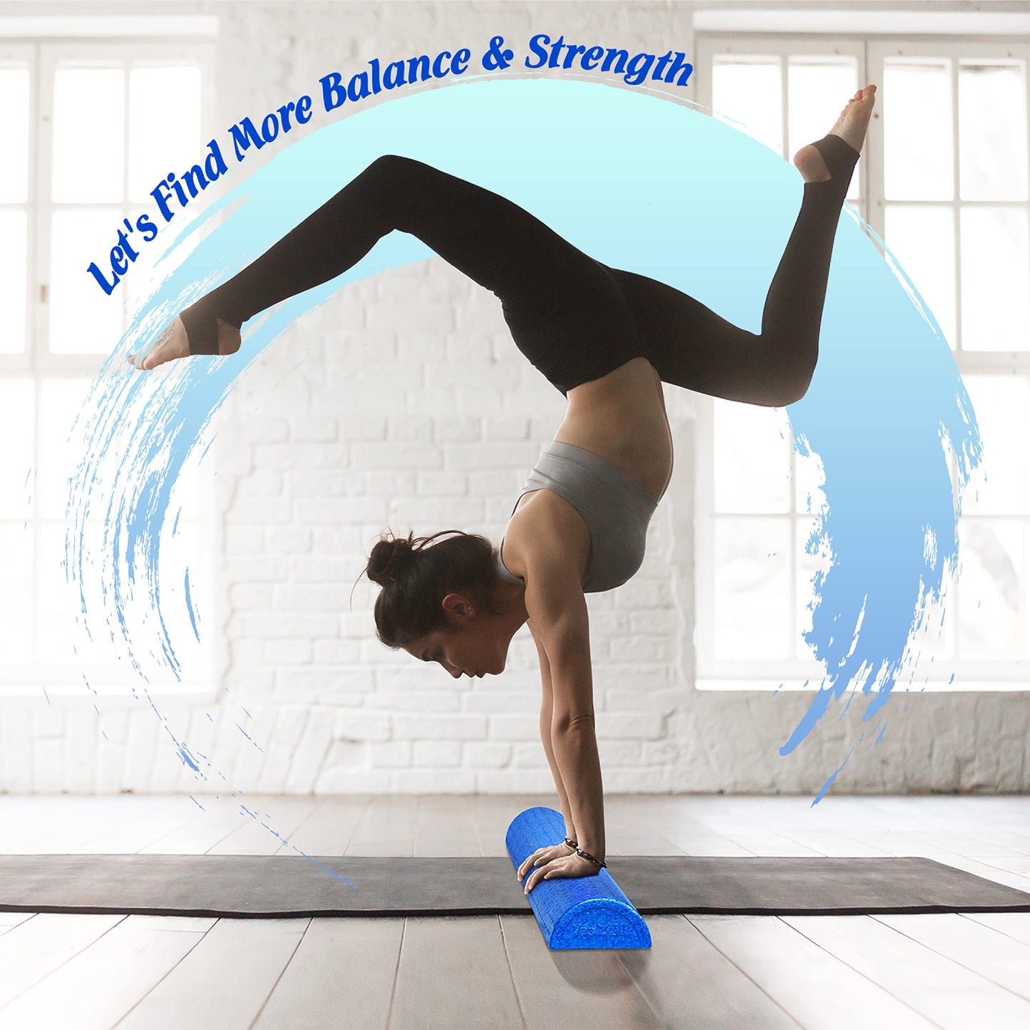 Yes4All Half Foam Roller, EPP High-Density Material, High Firmness Level, Back Roller for Athlete & Professional, Suitable for Back, Stretching, & Pilates, 12/18/24/36 inch, Blue, 12 inch
