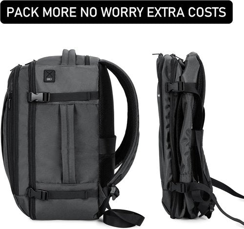 ECOHUB Travel Backpack - Airline Approved Personal Item Bag | Waterproof Large Daypack with 13 Pockets - Light Grey