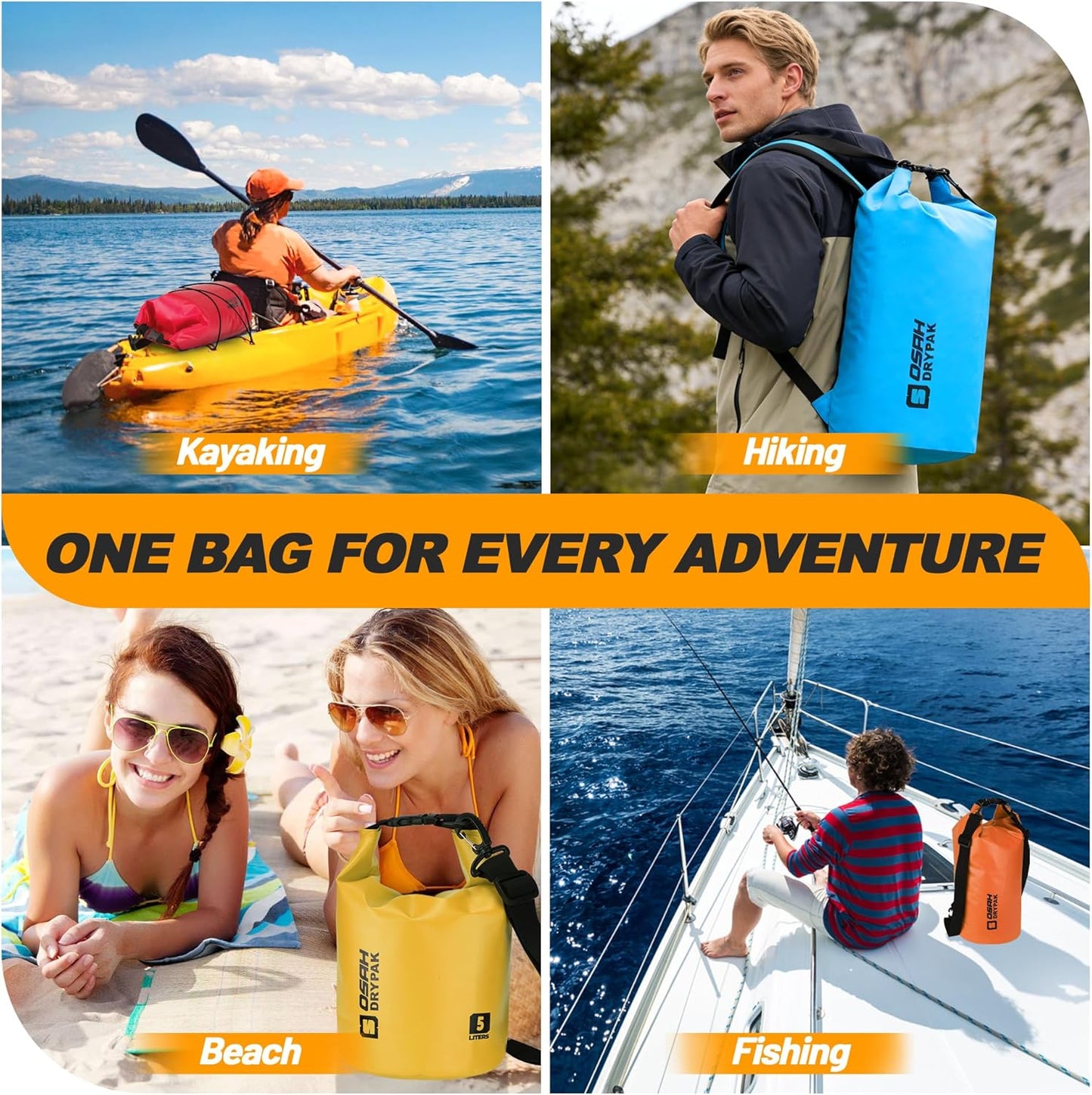 Skiennix Waterproof Dry Bag - Lightweight Roll Top Storage Backpack with Phone Case | 5L/10L/20L/30L/40L for Travel, Kayaking & Beach