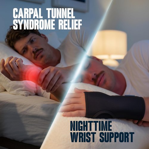 ComfyBrace Nighttime Wrist Brace - Pain Relief for Carpal Tunnel & Arthritis | Breathable Fabric | Fits Both Hands