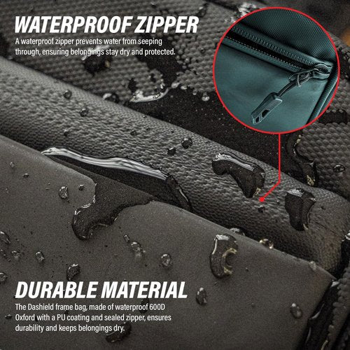 DASHIELD Bike Frame Bag Two Side Pockets Waterproof Reflective Bicycle Triangle Pouch, Storage Bag Strap-On, Mountain Road Bike MTB Cycling Bike Acessories, 2L
