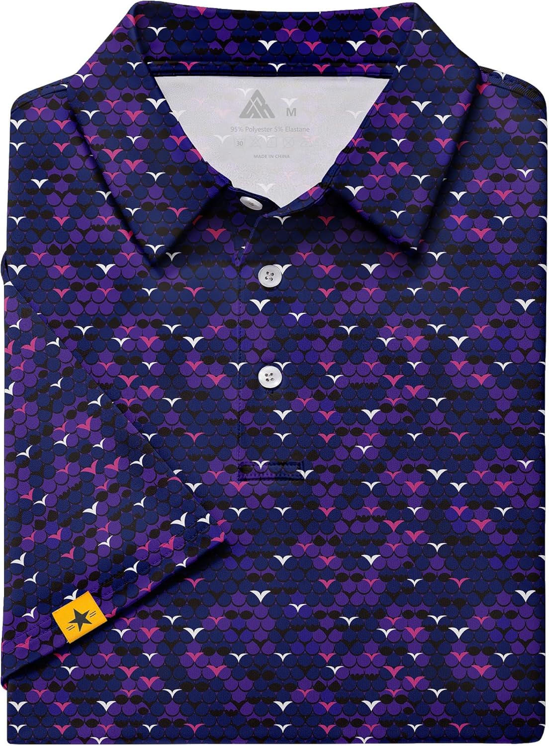 ZITY Men's Golf Polo Shirt - Short Sleeve, UPF 50+, Moisture-Wicking, Casual Print Design