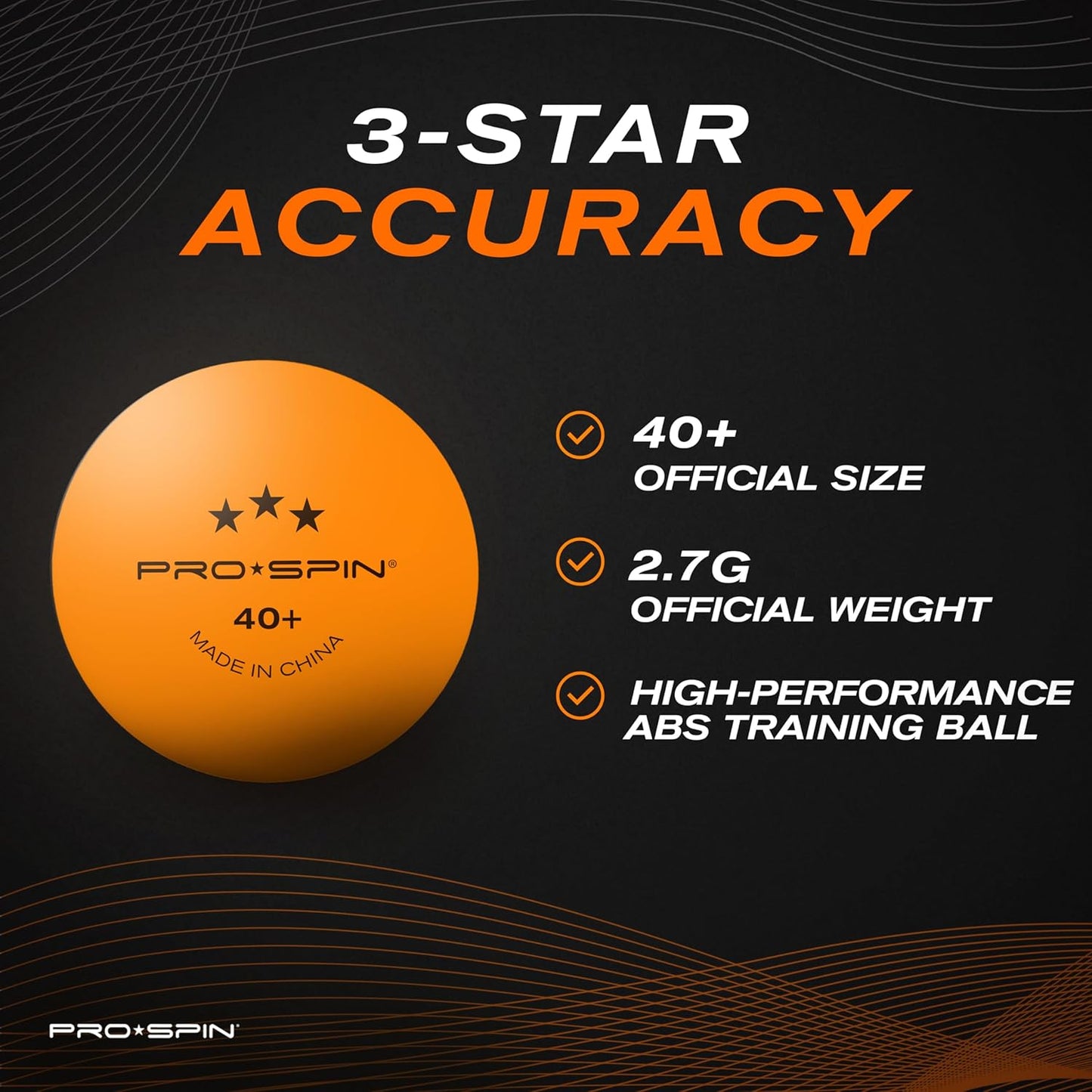 PRO-SPIN Ping Pong Balls - 3-Star Premium Table Tennis Balls | High-Performance 40+ ABS | Ultimate Durability (White/Orange, 4-Pack)