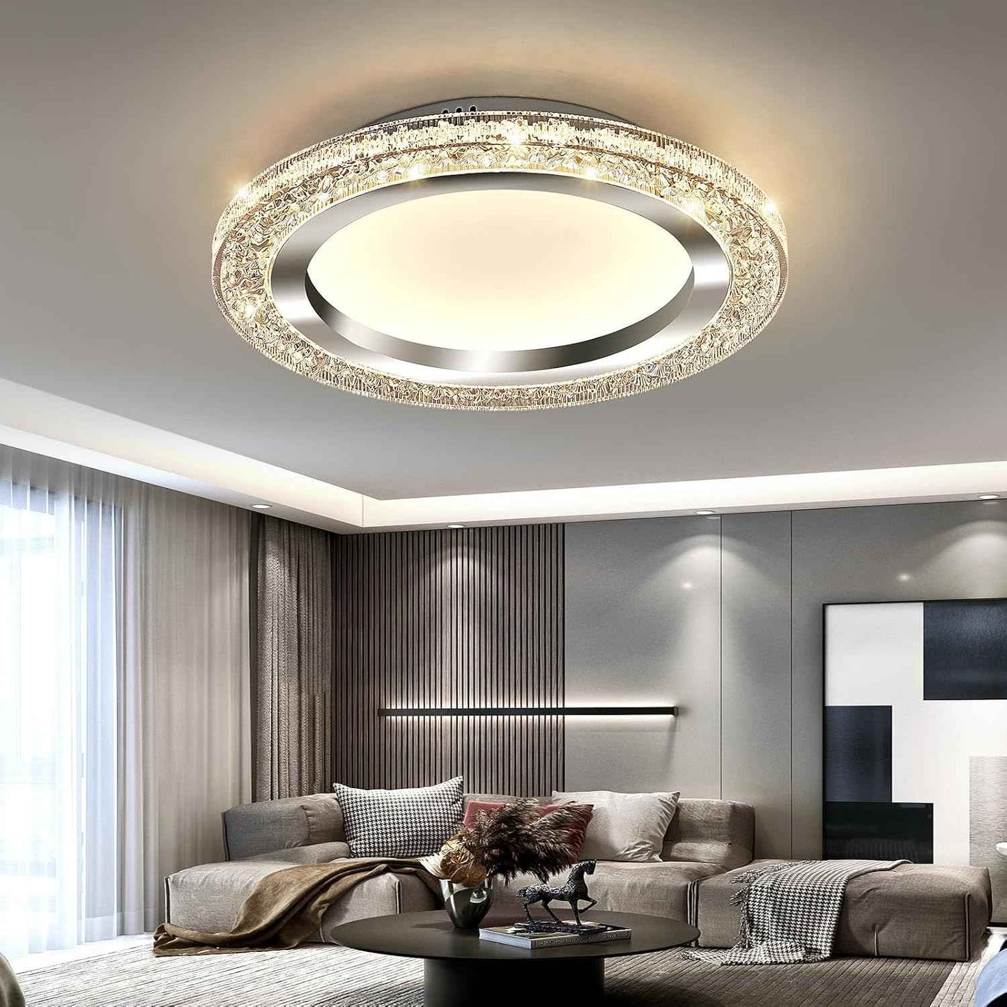 28W Gold LED Flush Mount Ceiling Light - 12" Modern Round Fixture for Bedroom, Kitchen, Bathroom