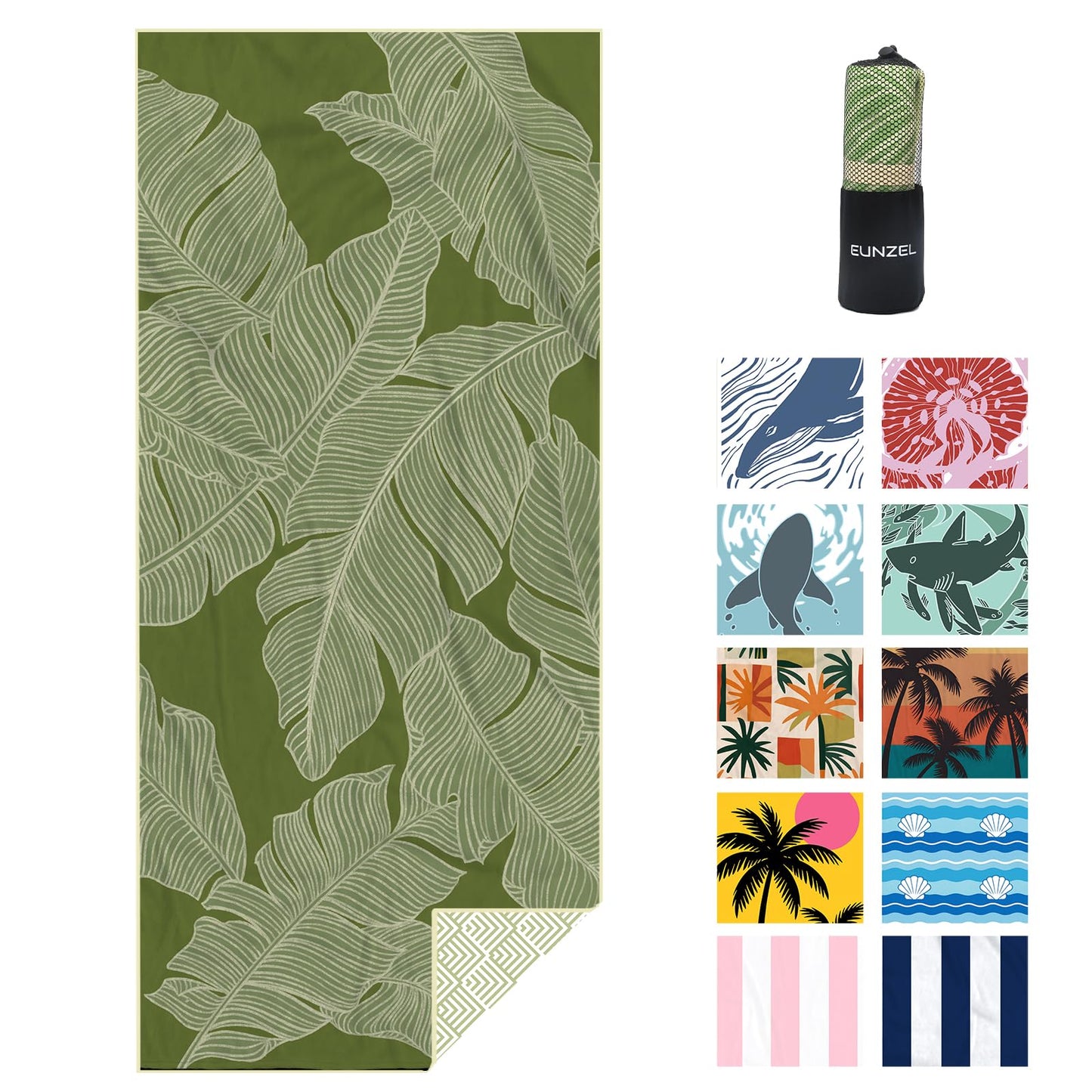 Eunzel 2 Pack Microfiber Beach Towel, Quick Dry Travel Towel Large Sand Free Towel for Beach, Camping, Swim Pool, Gym, Sports& Yoga 71"x32"