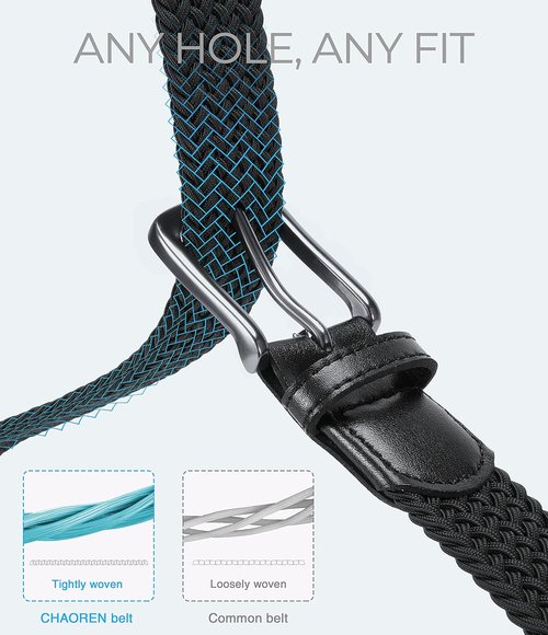 CHAOREN Men's Braided Stretch Golf Belt - Versatile 1 3/8" Design for Casual Shorts & Jeans