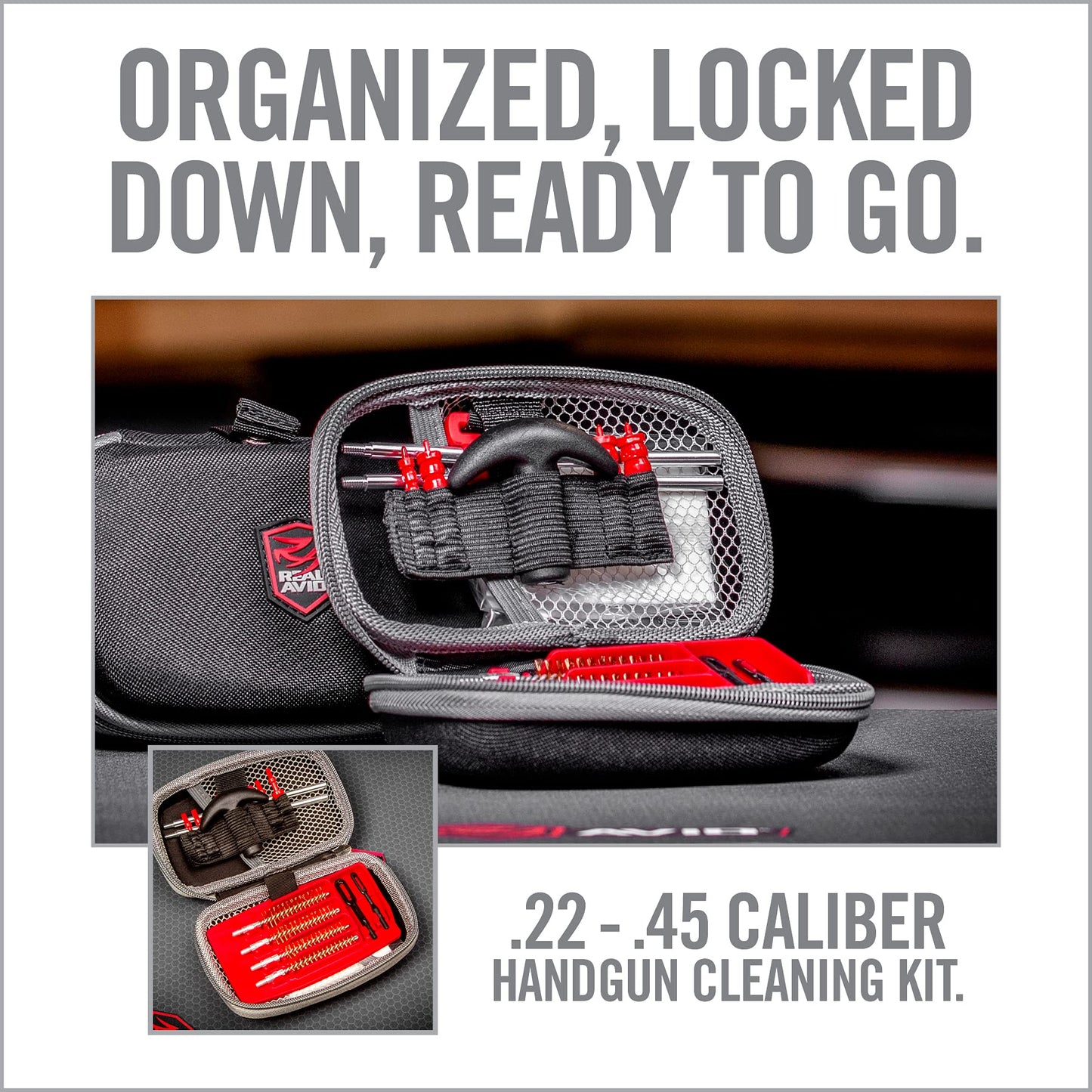 Real Avid Handgun Cleaning Kit - All-In-One 13 Piece Pistol Cleaning Kit with Cleaning Rod, Bore Brushes, Gun Cleaning Jags & Gun Cleaning Patches
