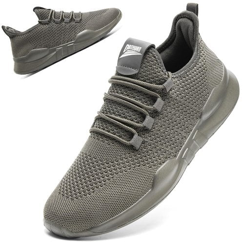 QIJGS Running Shoes for Men Tennis Athletic Gym Sneakers Mesh Lightweight Sports Fashion Workout Casual Shoes-Dark Grey-9.5