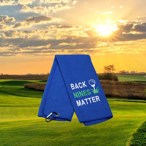 JXGZSO Golf Lover Gift Embroidered Golf Towel Gift Back Nines Matter Golf Towel with Clip (Back Nines Matter T)