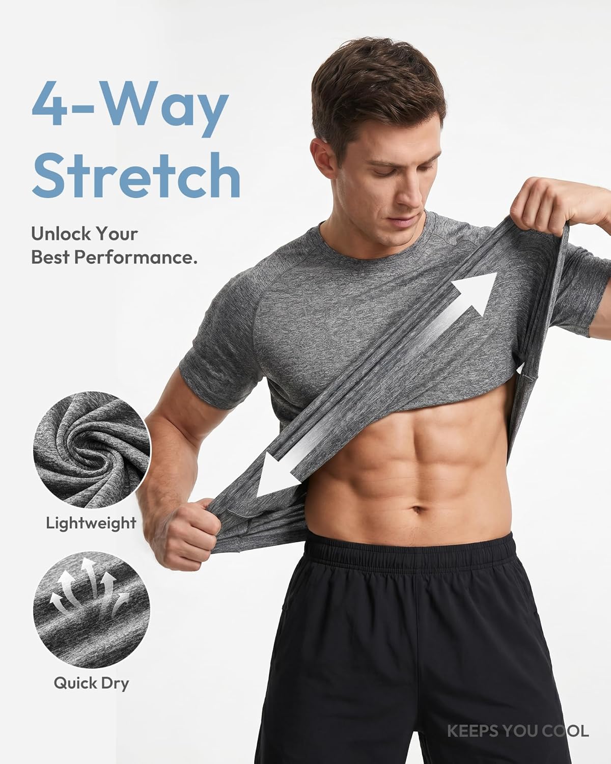 Skiennix Men's Quick Dry Athletic Workout Shirt - Short Sleeve Moisture-Wicking Gym Tee