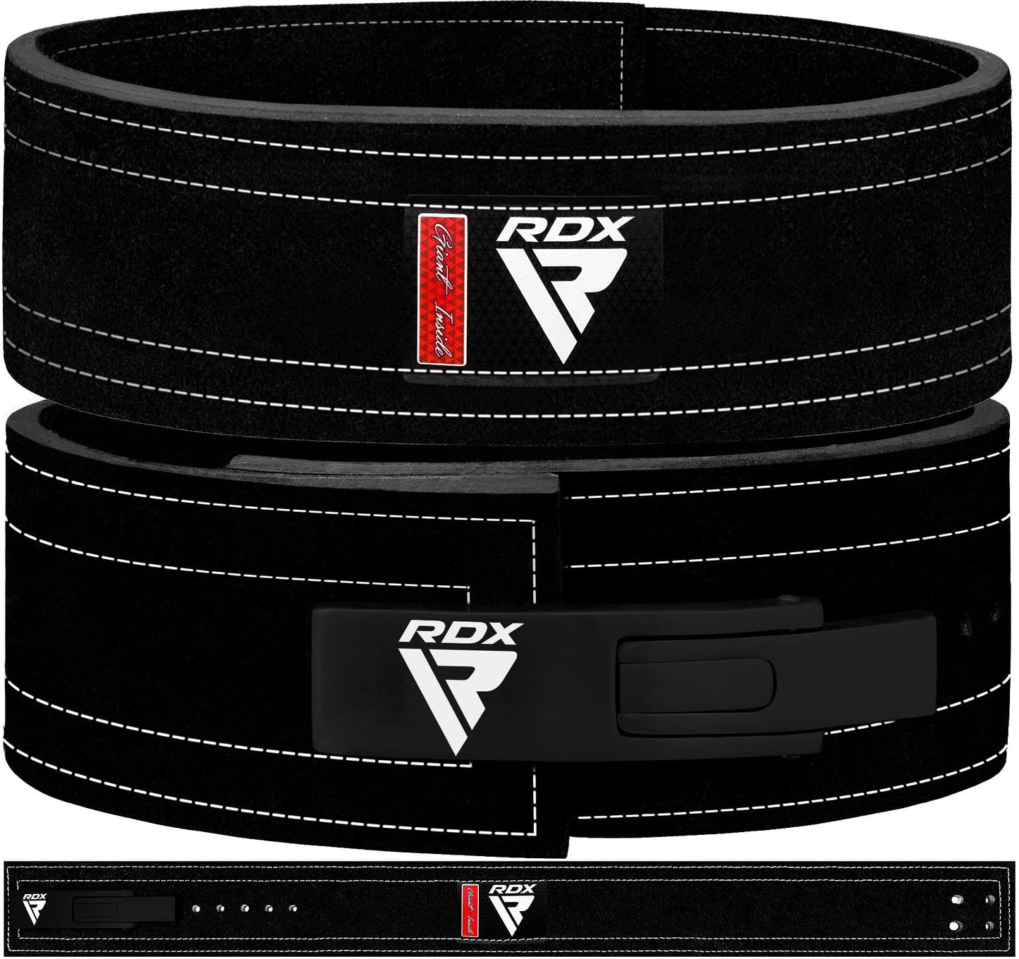 RDX Weight Lifting Belt Powerlifting, Approved By IPL and USPA, 10mm Thick 4" Leather Lumbar Back Support, Lever Buckle Gym Strength Training Equipment, Bodybuilding Deadlifts Squats Workout Men Women