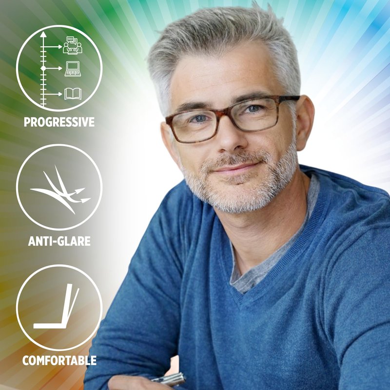 Sightline H101 Progressive Reading Glasses – Comfortable No-Line Multifocal Readers for Men & Women, Acetate Frame – Tortoise, 2.00 Magnification