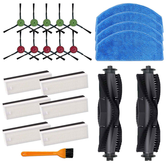 Avaenzo Replacement Parts for Tikom G8000,for Tikom G8000 Pro, for HONITURE G20 Robot Vacuum Cleaner Spare Parts Accessories, 2 Main Roller Brush, 10 Side Brushes, 6 Hepa Filters, 4 Mop Pads