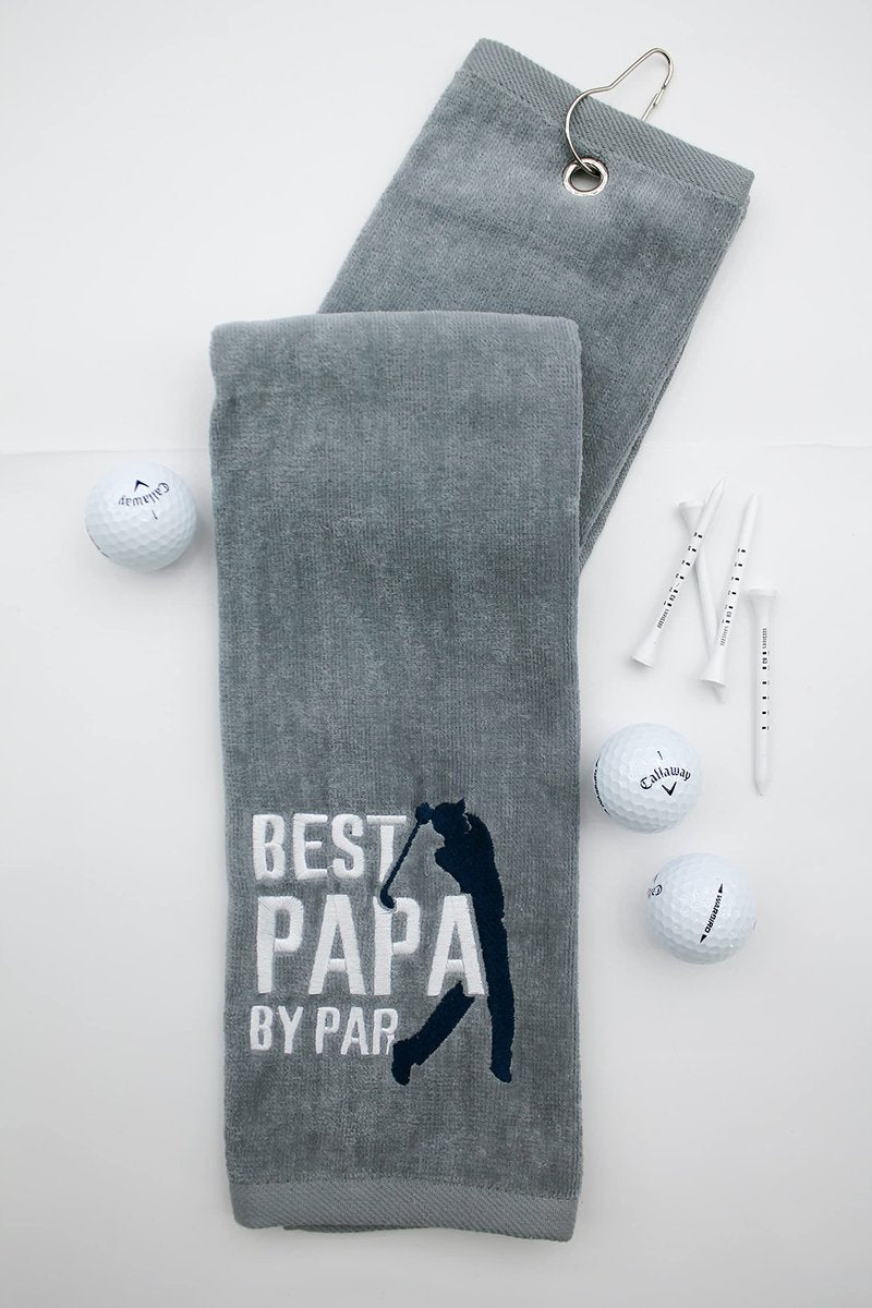Mulligan | Funny Golf Towel for Men or Woman Golfer Gifts - Embroidered Tri-fold Golf Towel for Golf Bags, Golf Accessories, Novelty | Best Papa by Par
