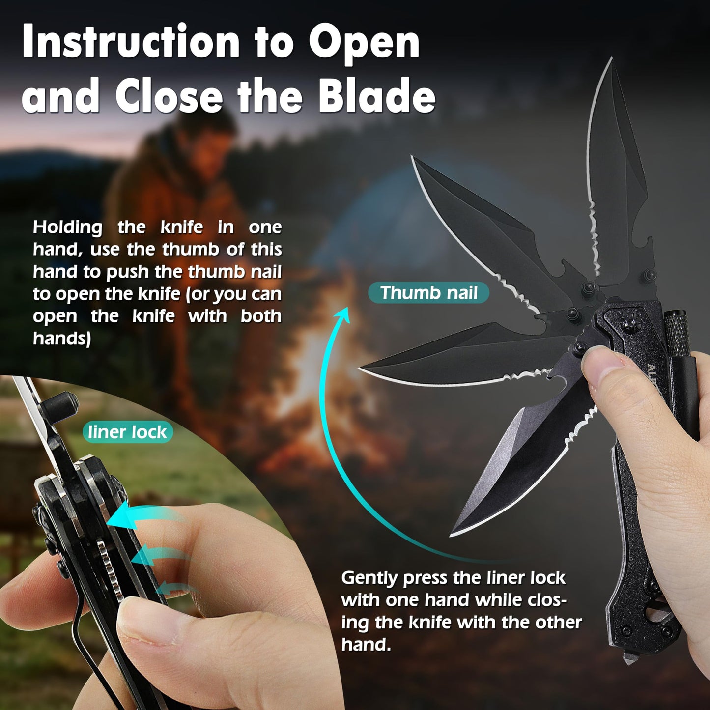 Father's Day, Mother's Day & Birthday Gifts For Men/Women: ALBATROSS 7-in-1 Tactical Survival Knife - Glass Breaker, Seatbelt Cutter, Serrated Steel Blade, Firestarter, LED Flashlight, Bottle Opener & Pouch | Military, Emergency, Outdoor Rescue Gear For D