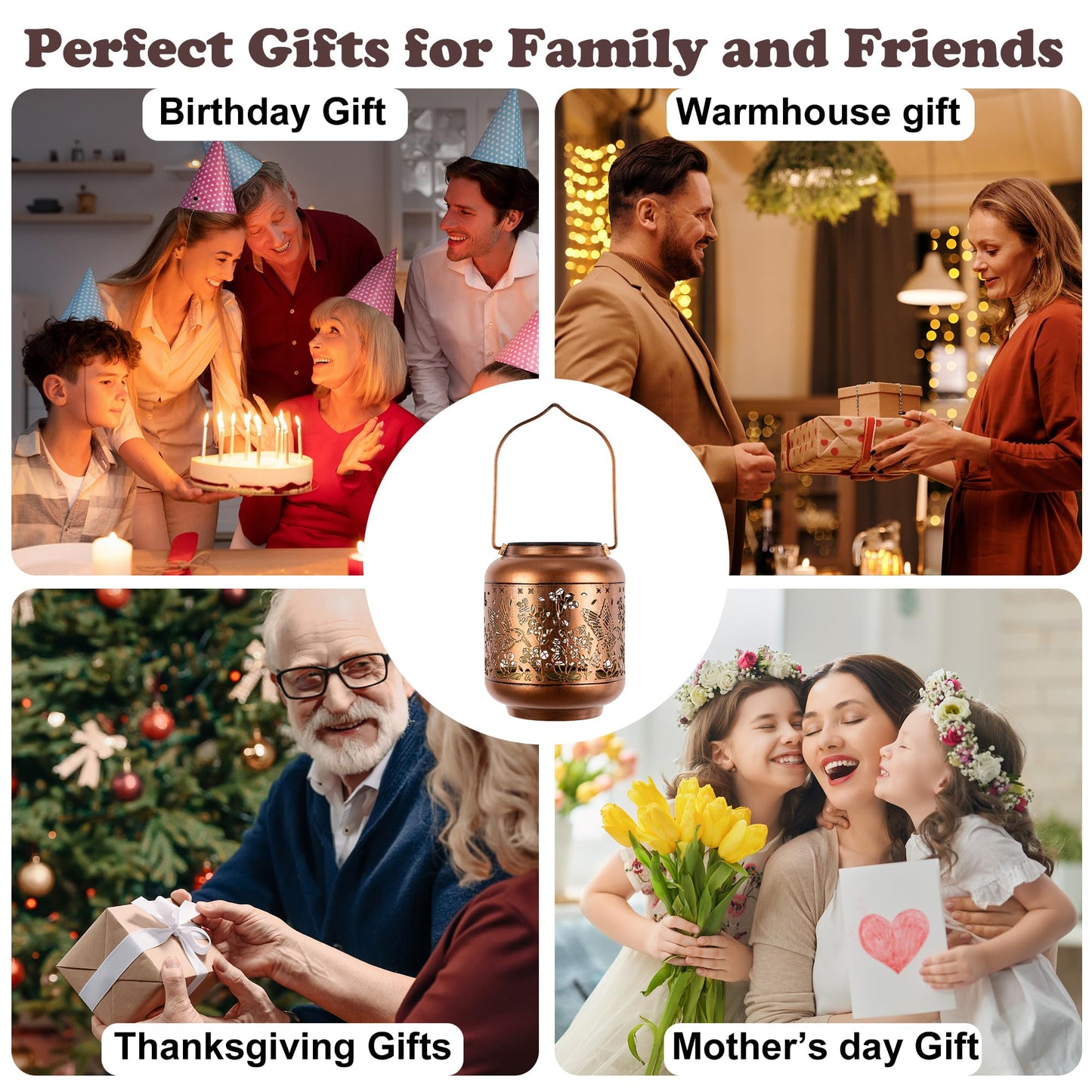 Hummingbird Solar Lanterns Outdoor Hanging Waterproof Lantern,Metal Garden Decorative Lights for Yard, Patio, Lawn, Porch, Backyard ,Gifts for Women Mom Grandma