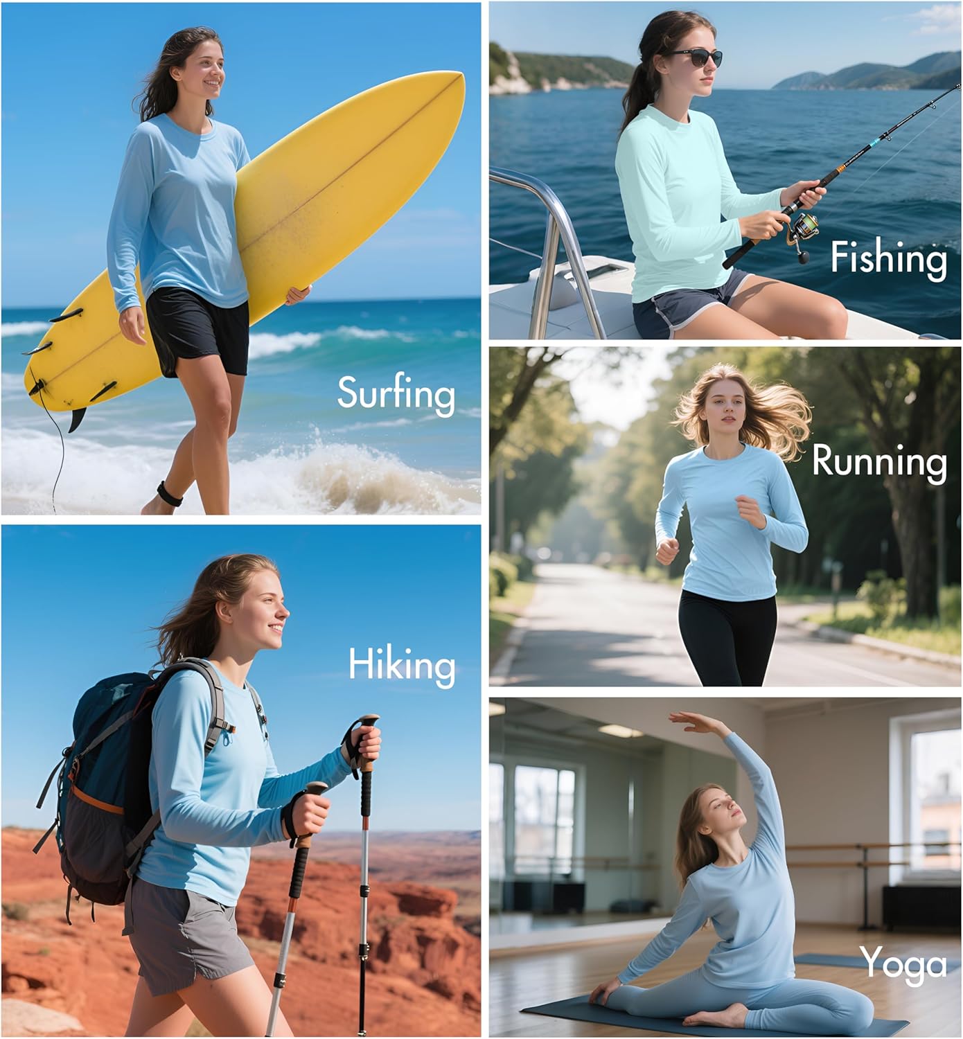 Skiennix 2 Pack Rash Guard for Women - UPF 50+ UV Protection Long Sleeve Workout Tops | Lightweight Quick Dry