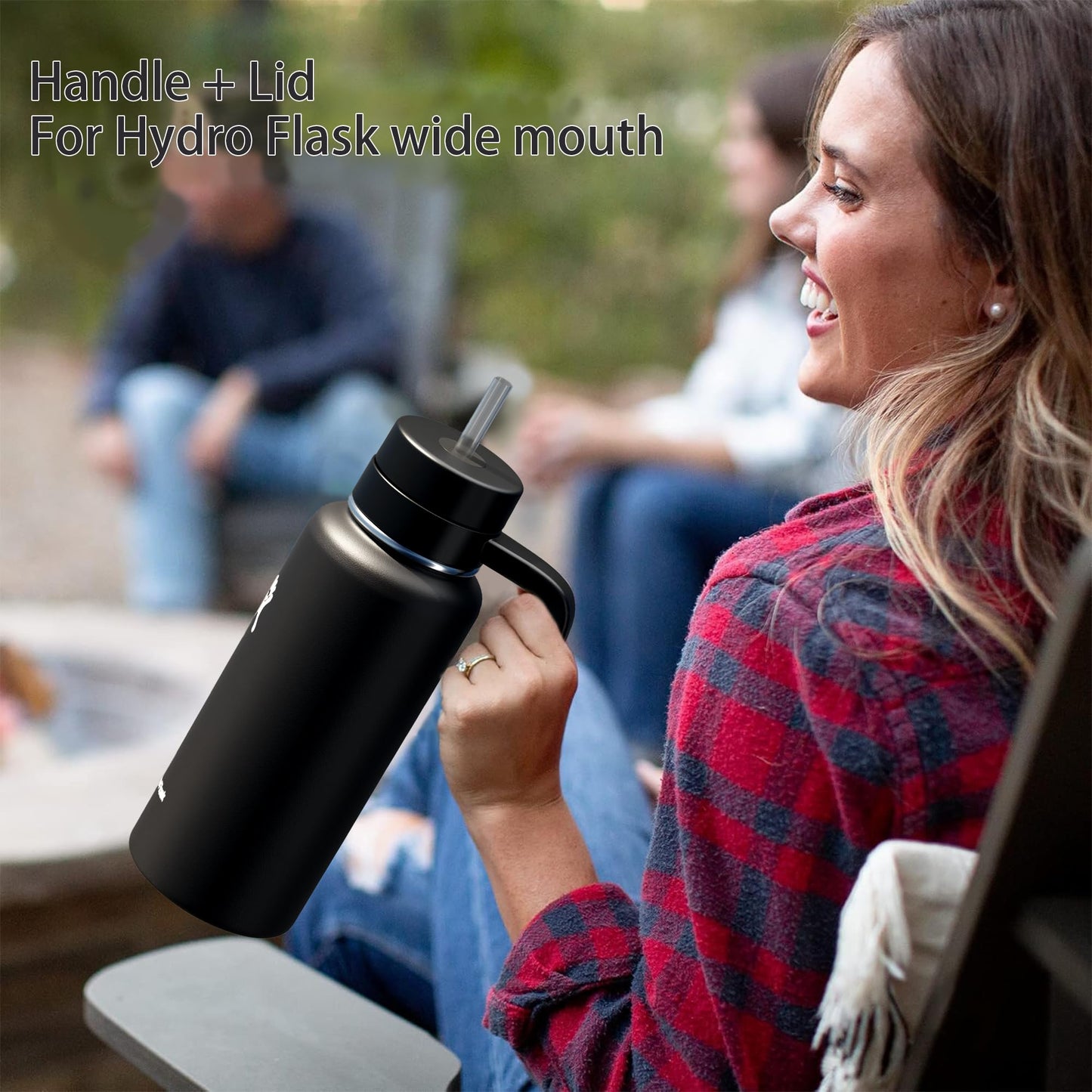 Replacement Lid for Hydroflask Wide Mouth Water Bottle, Top Lids with Straw for Hydro Flask Accessories, Top Sport Bottle Handle Cap for Hydroflask 12 16 20 32 40 64 128 oz Wide Mouth