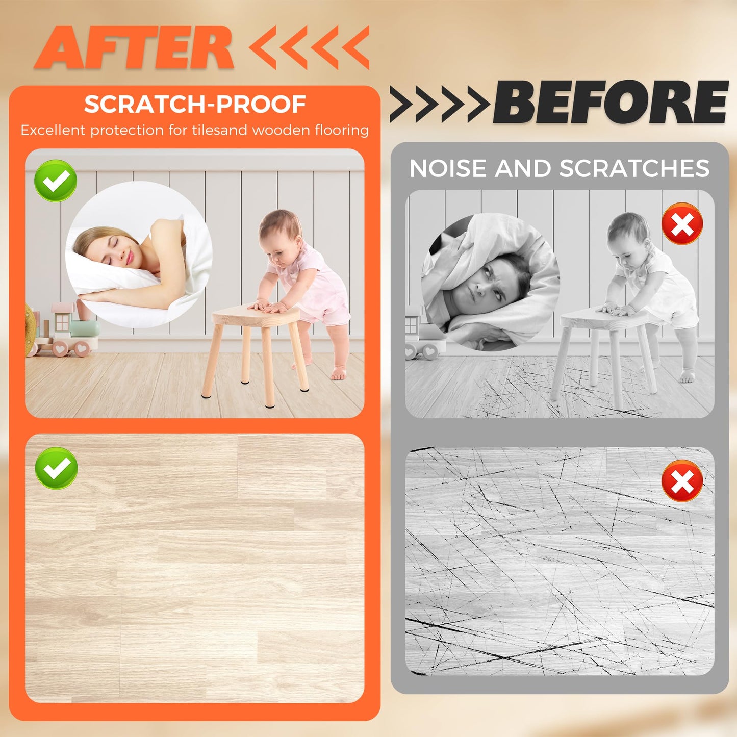 Felt Furniture Pads 120 PCS, Non Slip Self Adhesive Felt Pads Chair Leg Floor Protectors for Furniture Feet Wood Hardwood Floors, 1 inch Round, Black