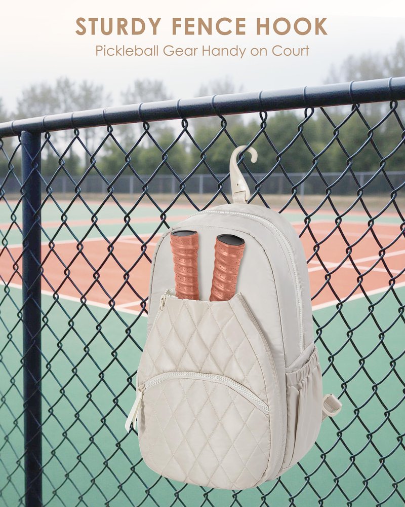 Prokva Pickleball Bag for Women - Quilted Crossbody Pickleball Paddle Bag Holds 4 Paddles, Lightweight Sports Gear & Travel Paddle Case, Beige