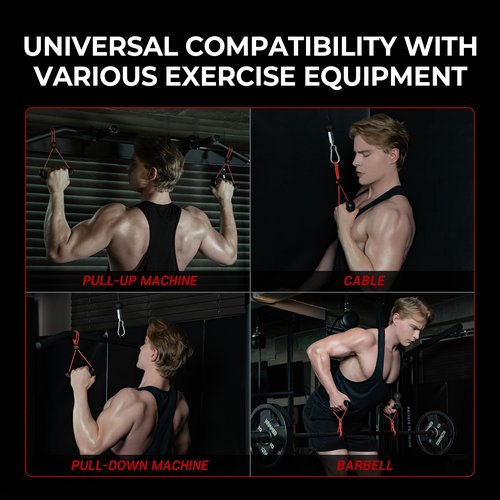 GD Fly Grip Pull Up Handles for Neutral Grip & LAT Pull Down Attachments – Perfect Grips for T-bar Row, D Handle Cable Attachment, Gym Equipment (Black Grip(Black Strap))