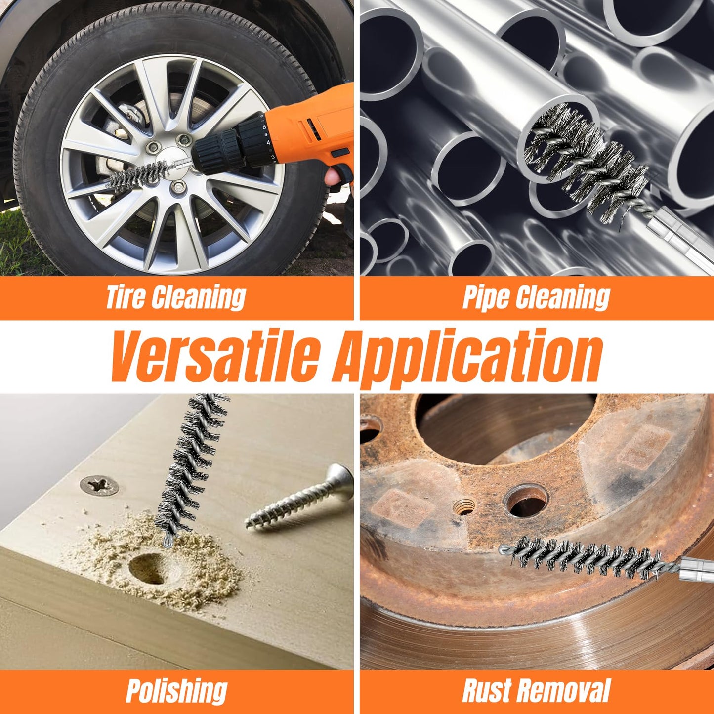 20pcs Wire Bore Brush Set with，Wire Brush for Drill，with 1/4 Hexagonal Handle, for Electric Drill; Metal Rust-Proof Cleaning Hole Brush，Electric Drill Cleaning and polishing Tools