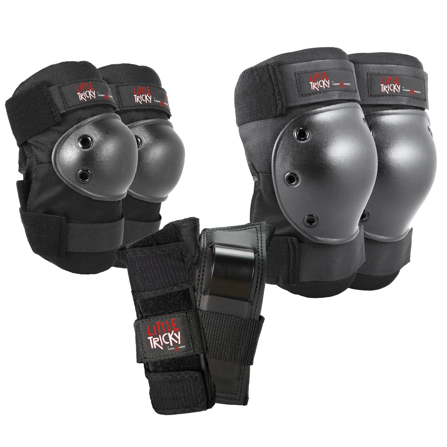 Triple Eight Youth Little Tricky Protective Pack with Instructional DVD (Black, Junior)
