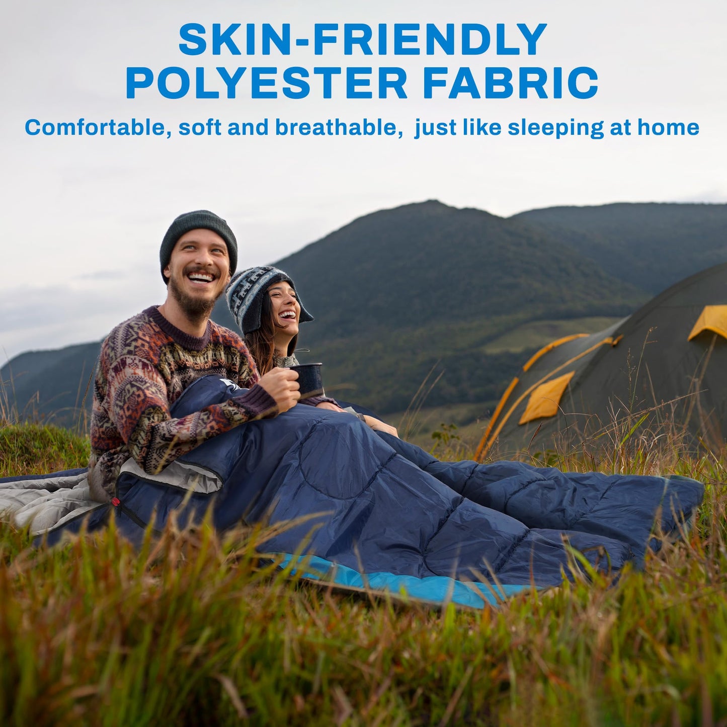 Elevon Sleeping Bag for Adults Teens Kids Cold Warm Weather, Portable Waterproof & Lightweight, Compact with Compression Sack, for 3-4 Seasons Camping, Backpacking, Hiking, Travel, Indoors Outdoors