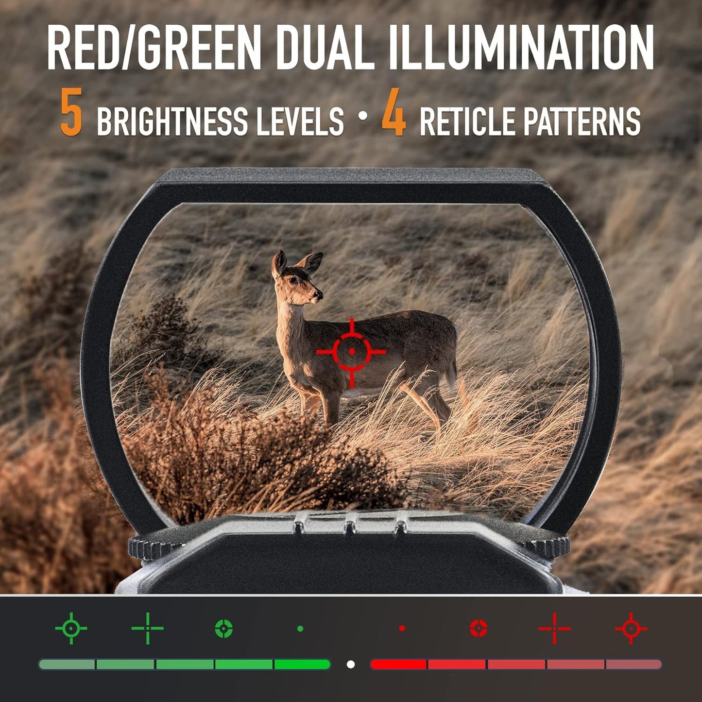 PINTY Reflex Sight - Red Dot Sight with Red/Green Dot & Multiple Reticles for Pistol/Rifle