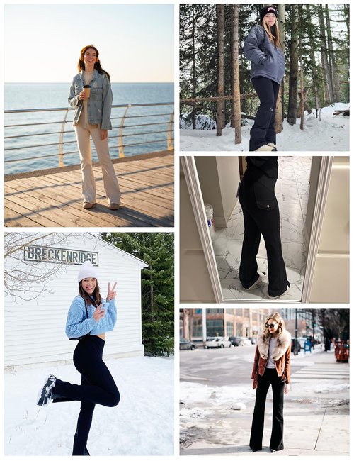 Heathyoga Cargo Pants Women Fleece Lined Leggings Waterproof Hiking Pants Women Thermal Pants Warm Wide Leg Sweatpants Winter Espresso