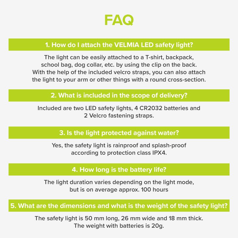 VELMIA Running Light for Runners (2 Pack) for Maximum Safety Through Visibility I Clip On Strobe & Reflective Gear - Dogs, Walking, Bike Taillight, Stroller