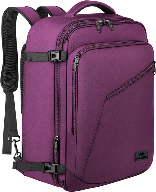MATEIN Large Purple Travel Backpack - Water Resistant & Expandable 50L Daypack for Women