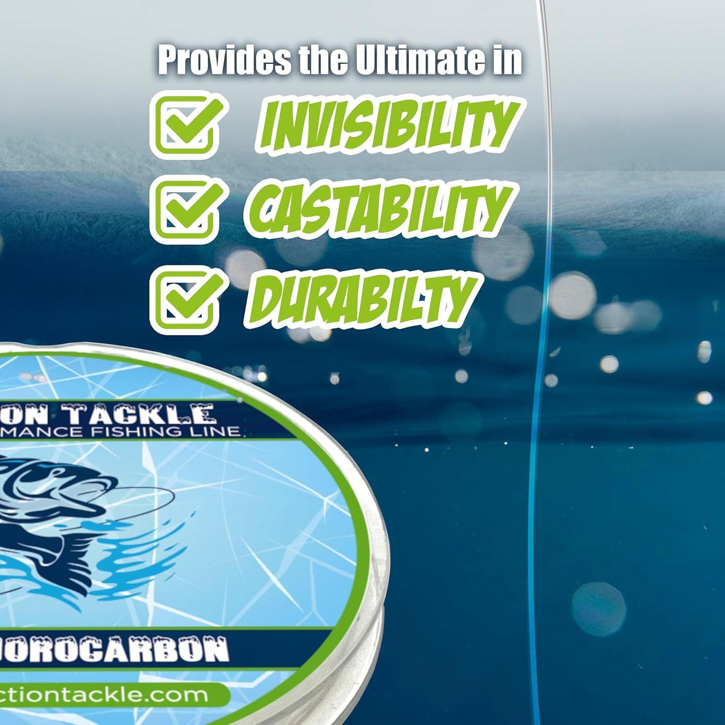 Reaction Tackle Fluorocarbon Fishing Line - High Strength, Abrasion-Resistant, Fast-Sinking, 200 Yards