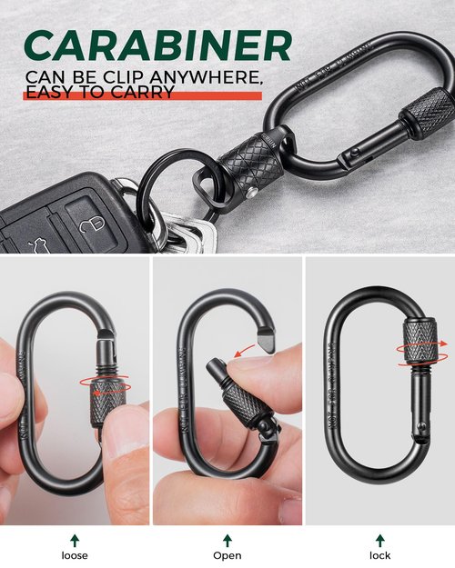 IUMIUN Quick Release Magnetic Keychain, Anti-Fall Detachable Magnet Key Chain with 2 Safety Lock Buttons (Black 1 Pack)