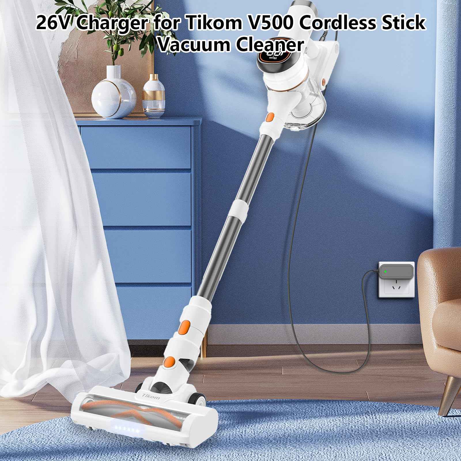 26V Charger for Cordless Vacuum Cleaner Replacement for Tikom V500, Suirviz U8 Cordless Stick Vacuum Cleaner Charger Adapter