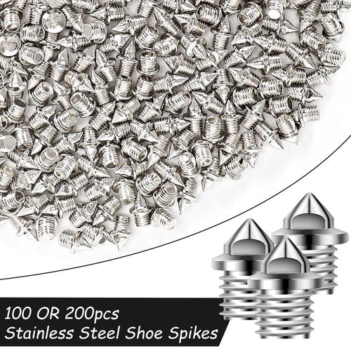1/8 Inch Track Spikes,200Pcs Stainless Steel Pyramid Shoe Spikes with Spike Wrench for Track and Cross Country,Replacement Spike Compatible with Sprint Sports Short Shoes