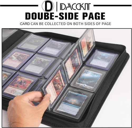 D DACCKIT Top Loader Binder - 12 Pocket Design for 480 Cards | Light Pink Compatible with 3” x 4” Card Holders