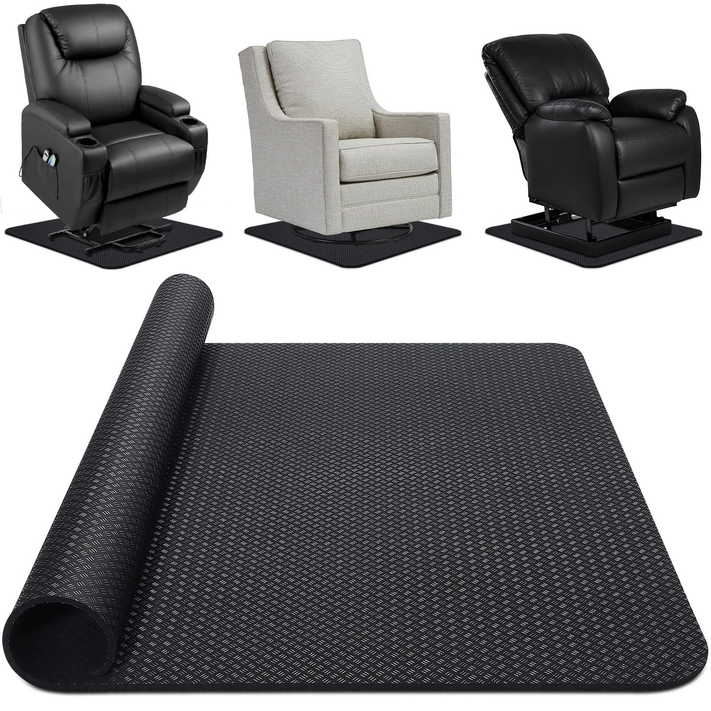 GSDOTZAP Recliner Pads for Hardwood Floors, 30" x 30" Square Non Slip Recliner Floor Protectors to Prevent from Sliding, Anti Slip Furniture Mat Gripper for Under Recliner Sofa Couches Chairs Carpet