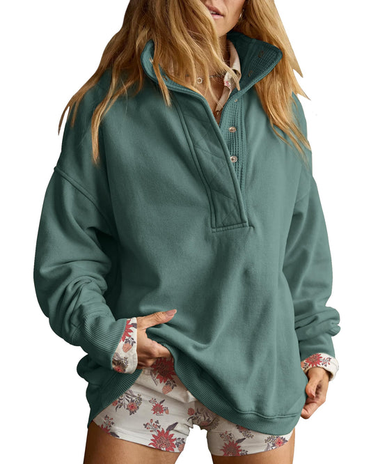 Gacaky Sweatshirt for Women Oversized Henley Neck Pullover Top Fall Outfits