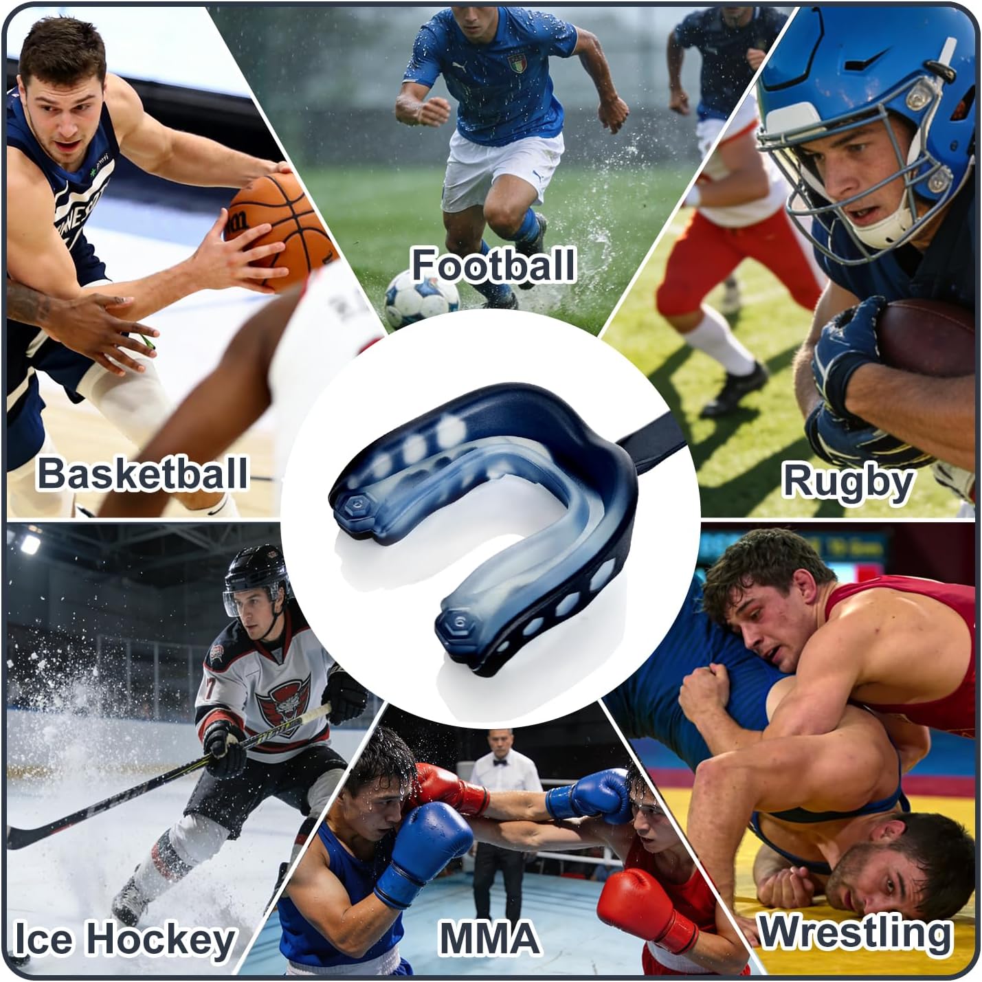 Skiennix Youth Football Mouth Guard - 2 Pack with Strap & Case for Sports | Ideal for Football, Boxing, MMA