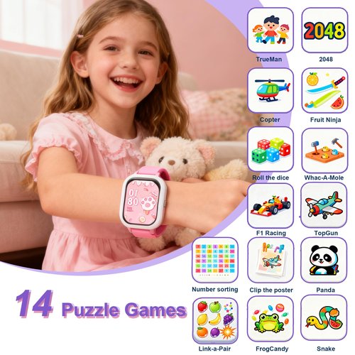 Pink Smart Watch for Girls, IP68 Youth Watch with 20+ Sports Modes, 1.8" Bluetooth Girls Fitness Tracker with APP, Heart Rate Sleep Monitor, Pedometer, Class Mode, 13 Alarms, Game, Teens Festival Gift