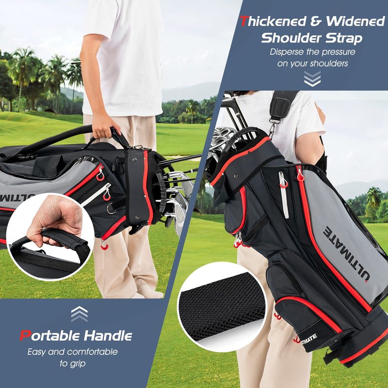Tangkula 11" Golf Cart Bag, Lightweight Golf Cart Bag with 14 Way Dividers Top Organizer, 8 Pockets, Rain Hood, Shoulder Strap, Beverage Cooler Bag, Golf Clubs Cart Bag for Men & Women