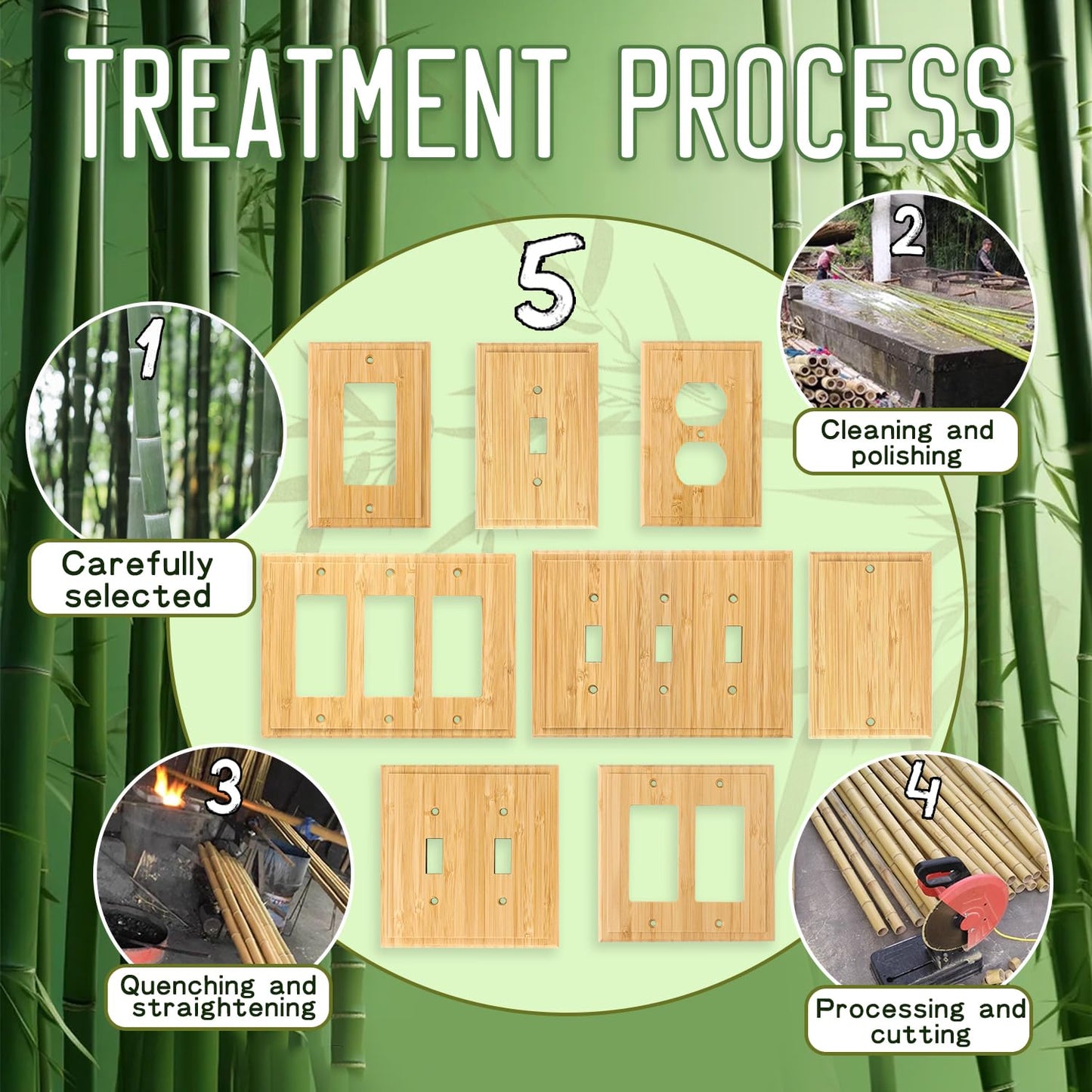 Solid Wood Triple Toggle Light Switch Plate 4.8" X6.8" Wall Plate Bamboo Light Switch Cover Quality Raw Wooden Switch Plate Covers Decorative