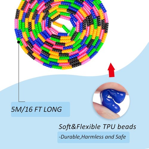 Long Double Dutch Jump Rope - 16 Ft | 2 Pack Beaded Skipping Rope for Kids & Adults