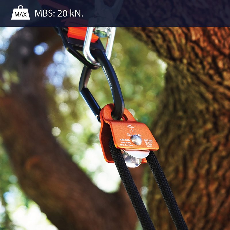Fusion Climb Mirco Aluminum Side swing Pulley, Single pulley 20kN for backyard Zipline, Trolly, Climbing Rescue, Rigging Arborist TAA approval