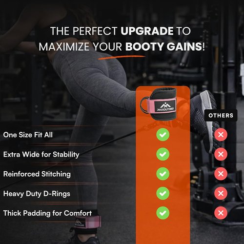 Gym Ankle Straps - Thick Padded Cable Machine Attachments for Booty Workouts & Lower Body Exercises