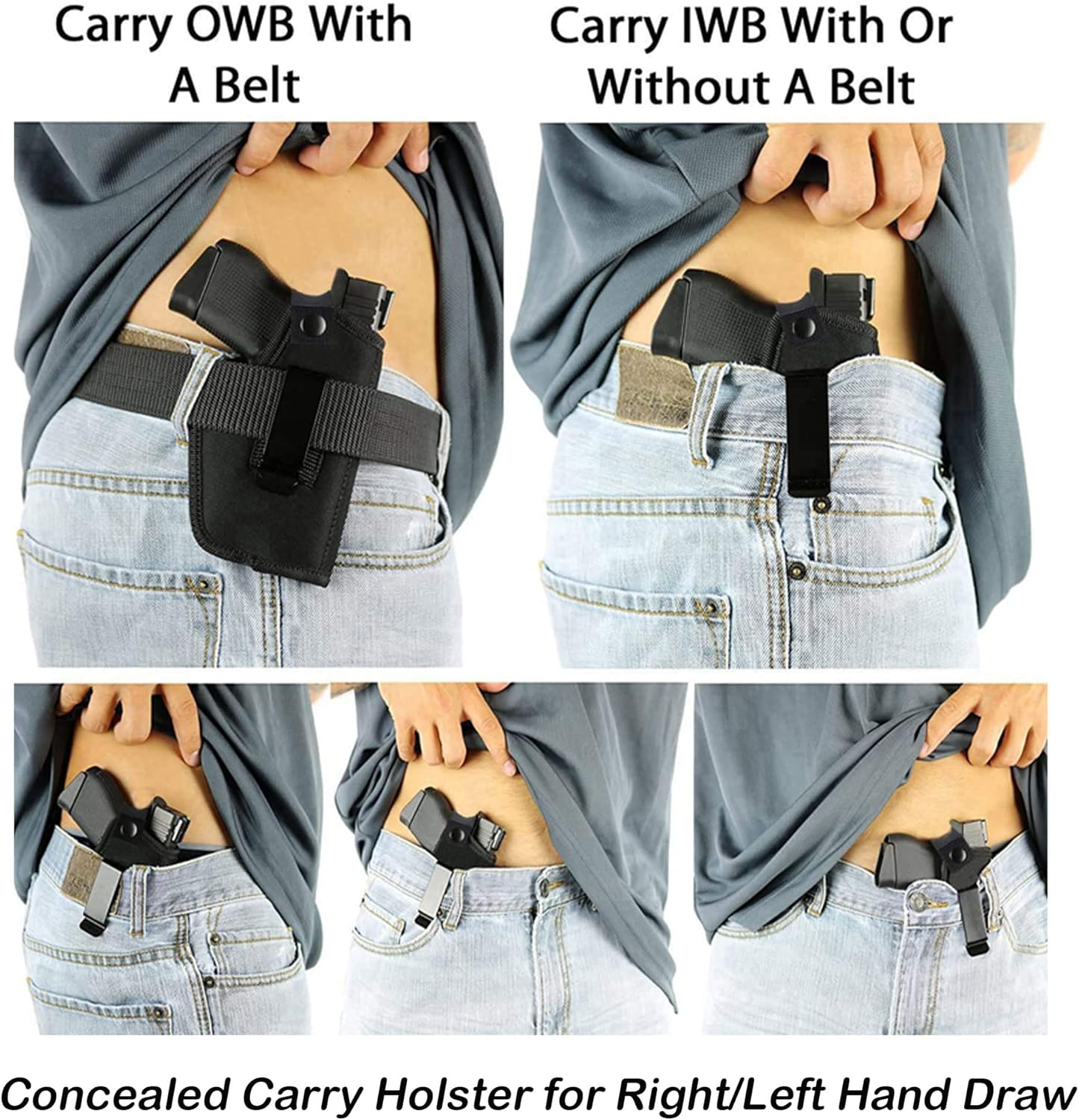 Skiennix Concealed Carry Holster - Metal Clip IWB/OWB for Airsoft Pistol Handguns | Right & Left Hand Draw