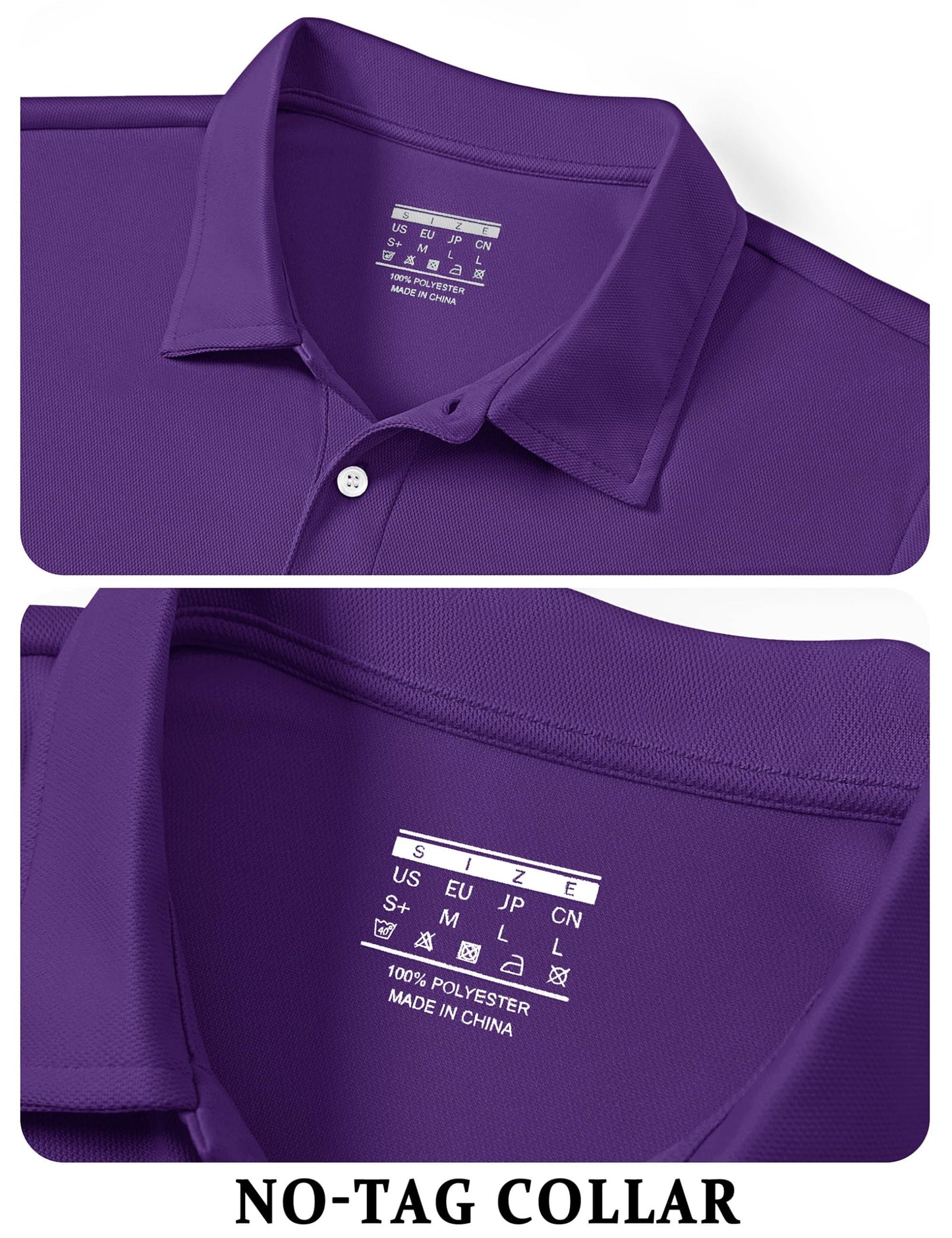 TACVASEN Mens Golf Shirt Dry Fit Mens Polo Shirts Short Sleeve Performance Golf Polos for Men with Collar Work Shirts Purple, 3XL